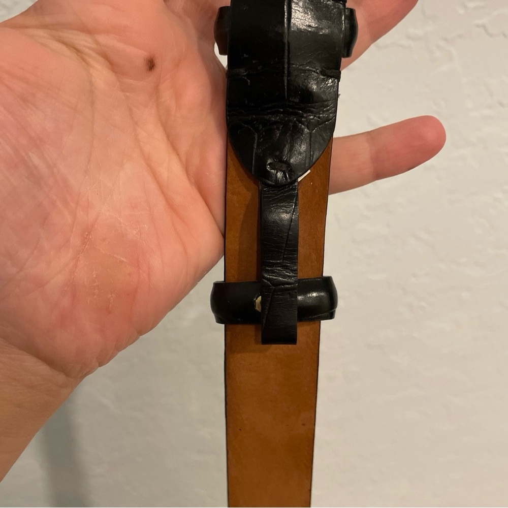 Cole Haan Black crocodile Leather Belt Size 36 - Picture 4 of 6